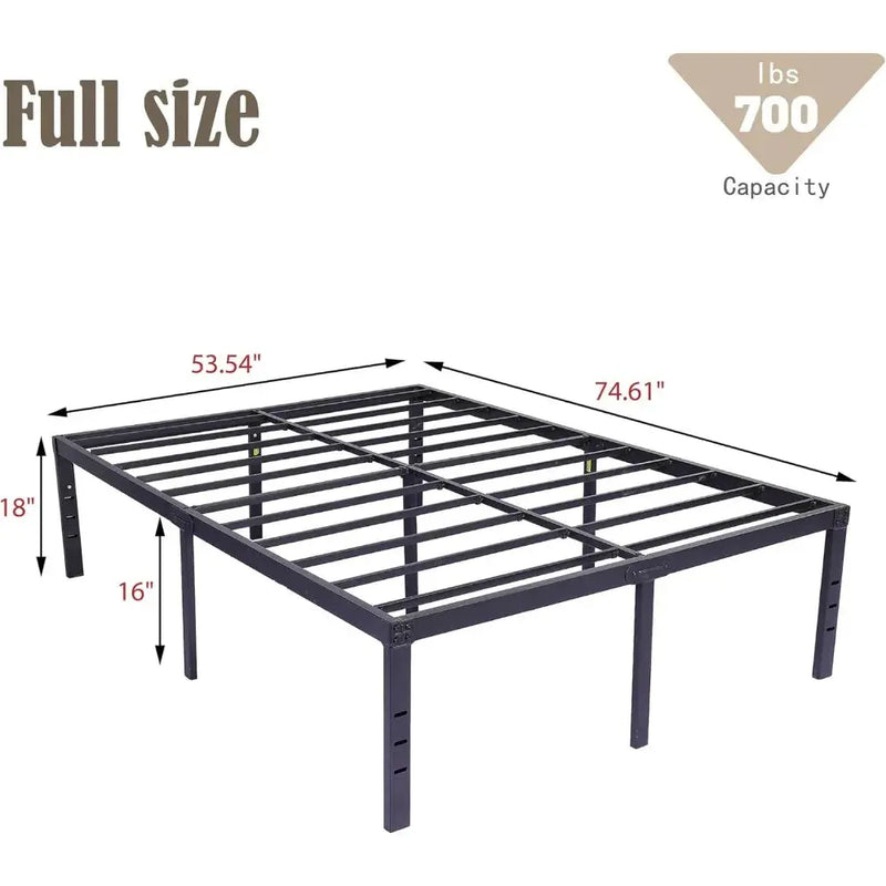 18 Inch Metal Full Size Bed Frame Heavy Duty Platform Noise Free Steel Slat Support Easy Assembly Noise Free No Box Spring Our3Designs