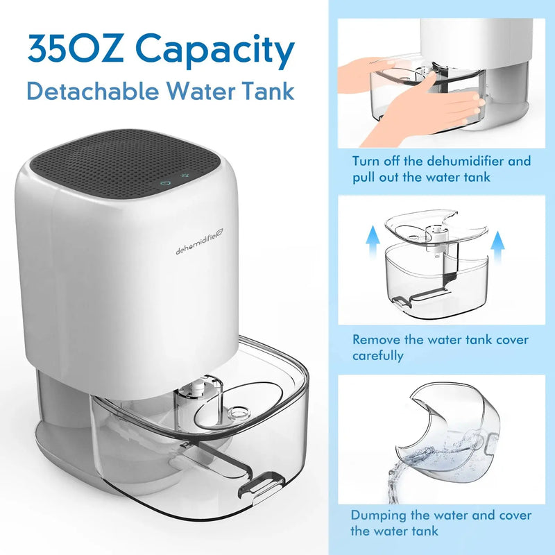 1000ML Air Dehumidifier Home Appliances with Air Filter for Home 280 sq. ft Mini Portable Utral Quiet with Auto Shut Off Our3Designs