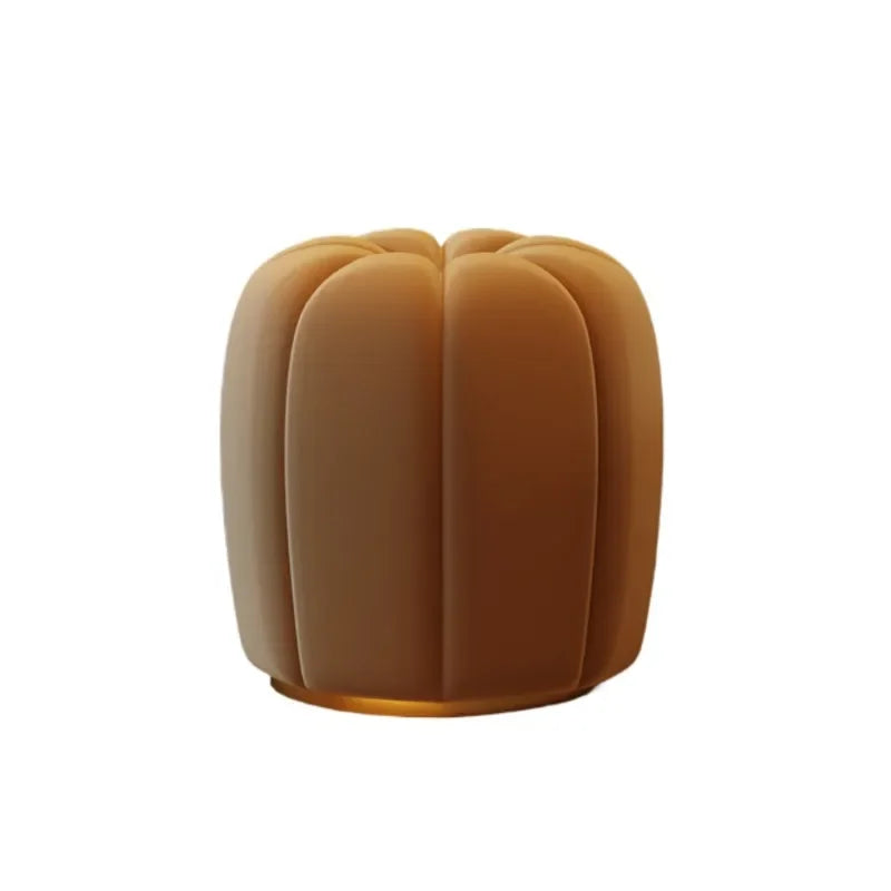Cream Style Pumpkin Flannel Foot Seat, Luxury Bedroom Shoe Changing Stool