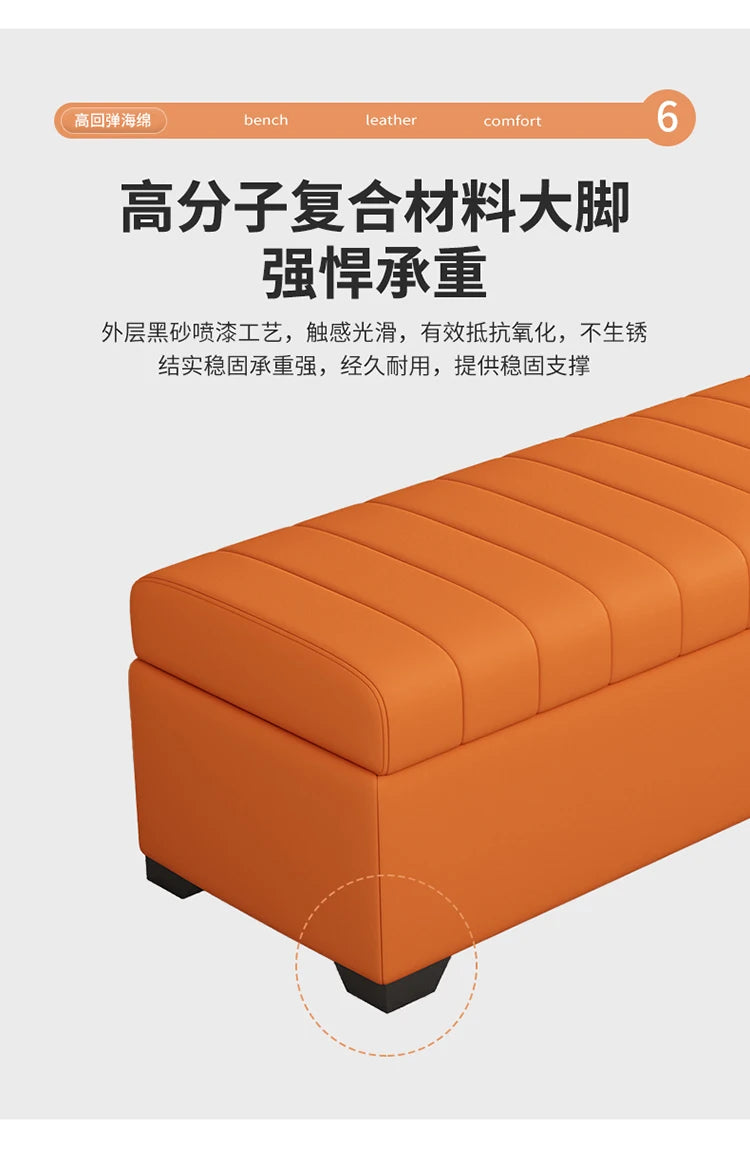 Luxury Storage Bench, Waterproof Shoe Stool, Large Ottoman Box