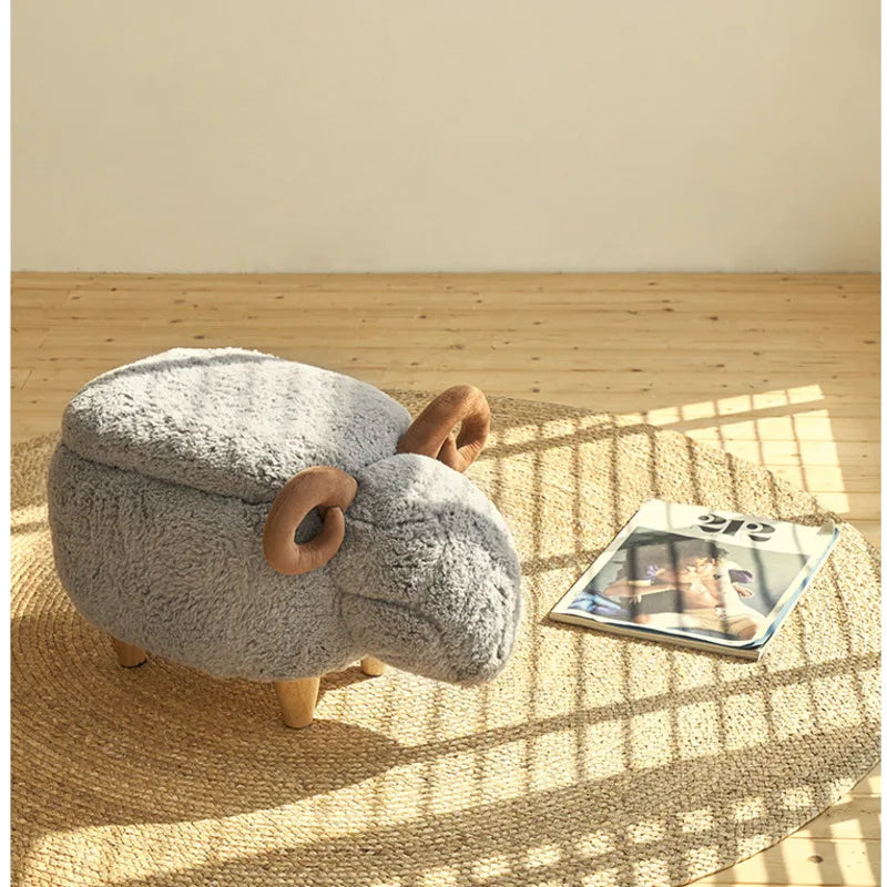 Creative Sheep Footrest for Entryway, Storage Ottoman, Creative Shoe Bench