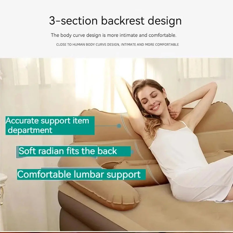 Camping Air bed 2 Persons Inflatable Mattress Camping Folding Home Indoor Outdoor with Backrest Air Cushion 48cm High Bed Our3Designs