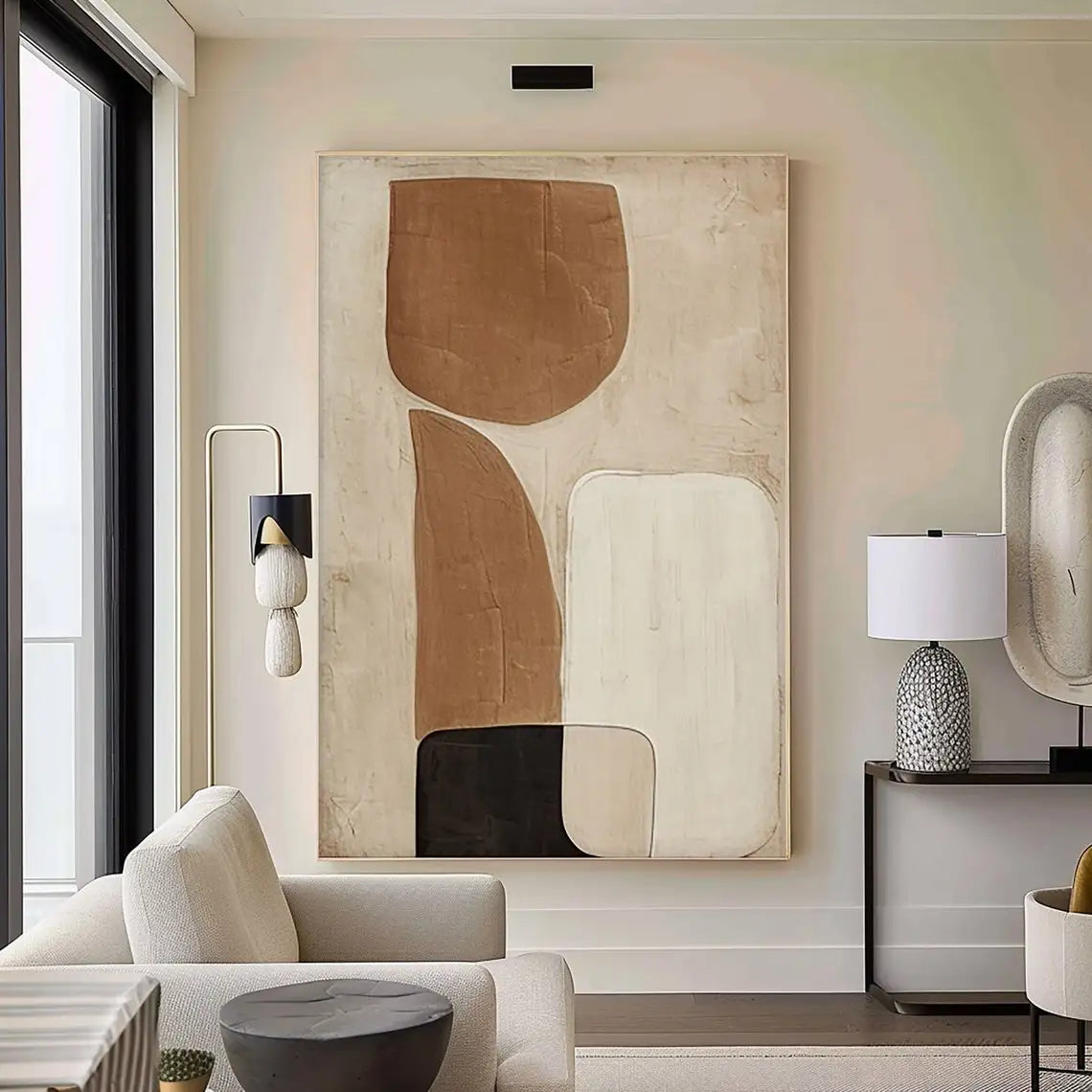Brown Beige Black Texture Painting Mural Brown Beige Black Minimalist