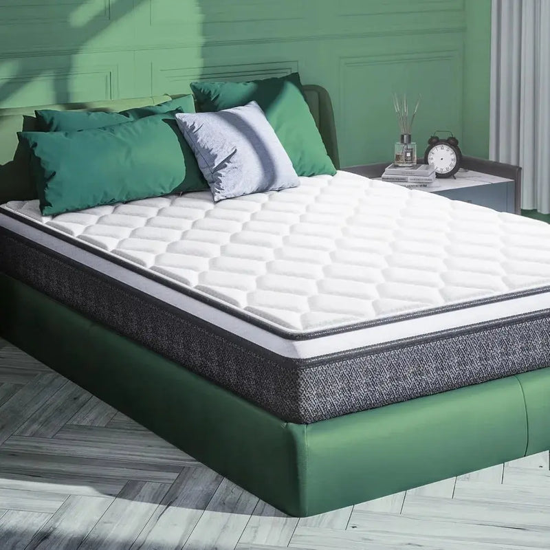 10 Inch Queen Size Mattresses in a Box, Medium Firm Hybrid with Gel Memory Foam and Pocketed Springs for Motion Isolation Our3Designs