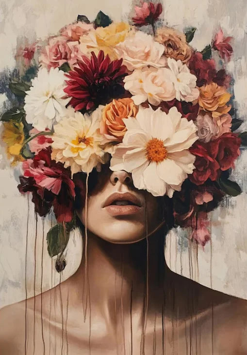 Surreal Dreamy Floral Portrait Female Poster Print Abstract Luxury