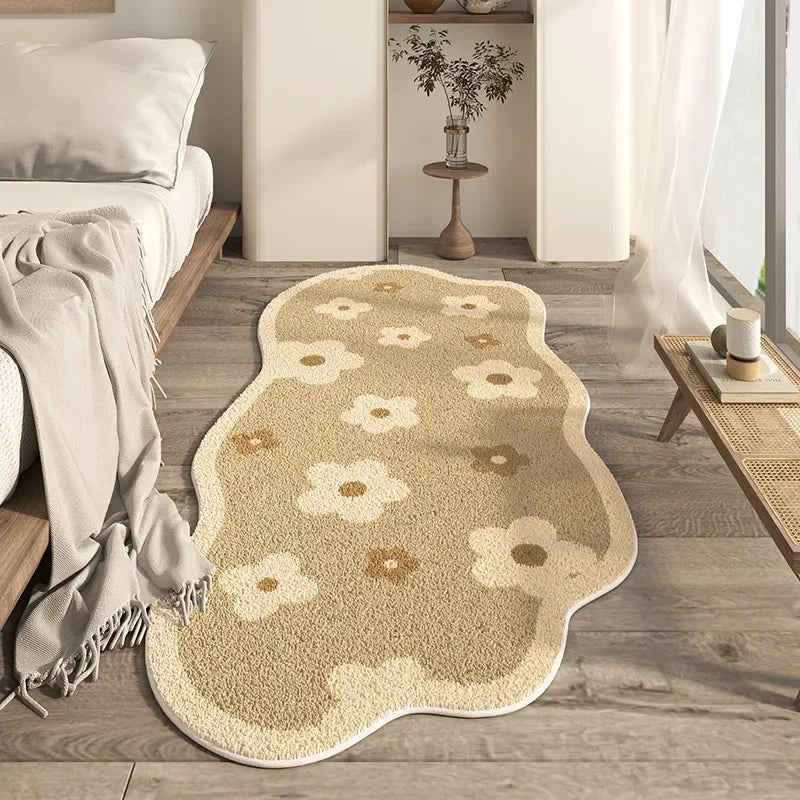 Cream Style Irregular Carpet Minimalist Bedroom Rug