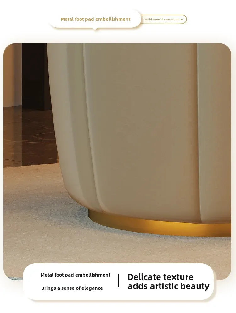 Cream Style Pumpkin Flannel Foot Seat, Luxury Bedroom Shoe Changing Stool
