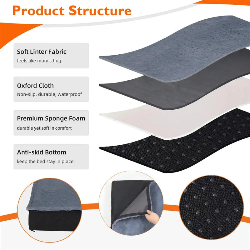 Large Orthopaedic Dog Bed Waterproof Cushion Pet Mattress 2 In 1 Pet Dog Crate Bed with Removable Washable Cover Indoor Outdoor Our3Designs