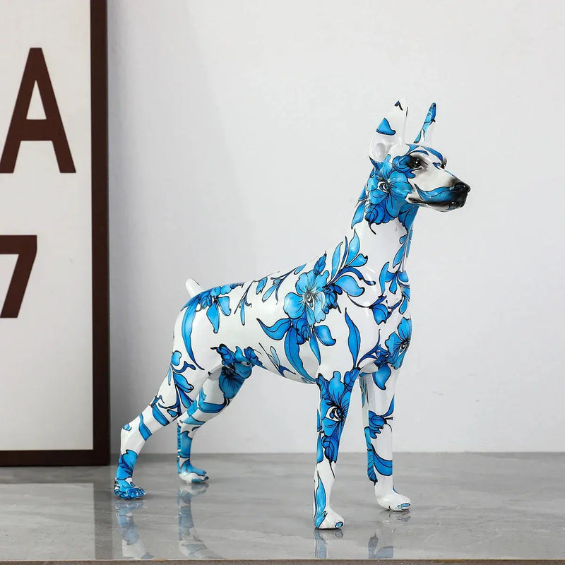 Simple Creative Pet Handle Graffiti Color Doberman Dog Statue Decorations Home Entrance Wine Cabinet Office Decor Resin Crafts Our3Designs