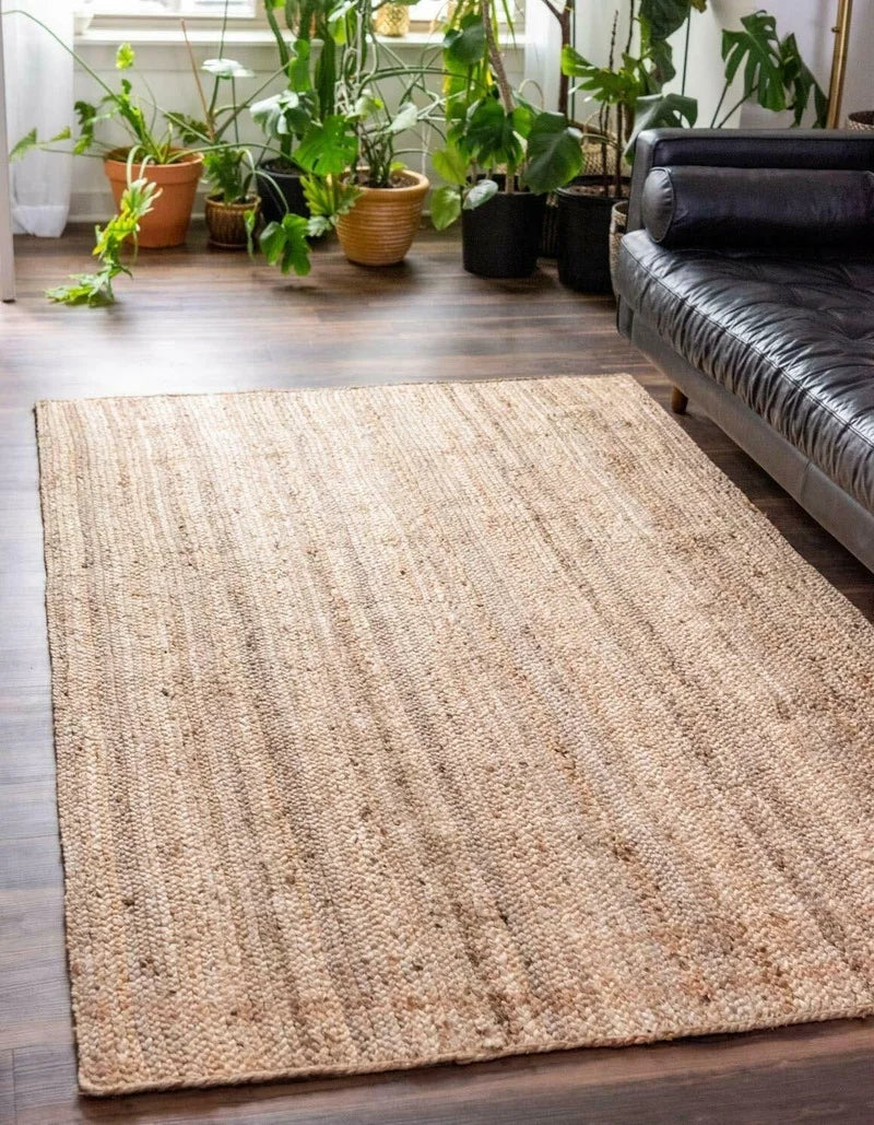 Rug Jute Carpet Rectangle Natural Handmade Runner