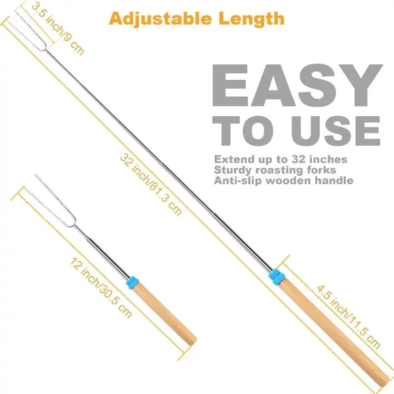 Marshmallow Roasting Sticks for Fire Pit Smores Kit for Fire Pit BBQ Fork Barbecue Cookware Outdoor Roasting Sticks for Kitchen Our3Designs