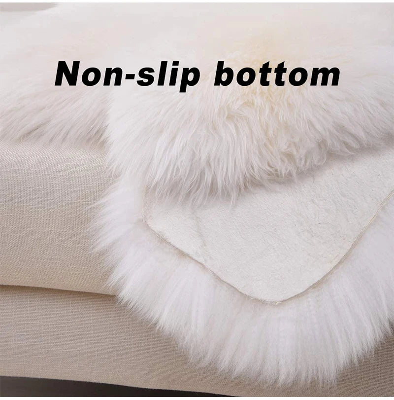 Oval Carpet Soft Fluffy Imitation Wool Area Rugs White