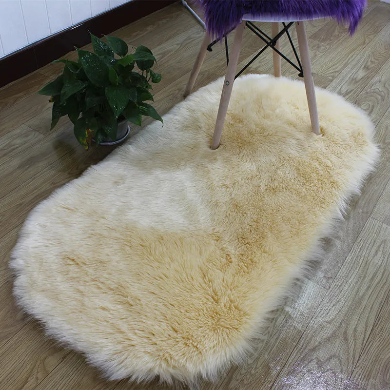 Oval Fur Rugs Bedroom Thicken Fluffy Carpet Living Room