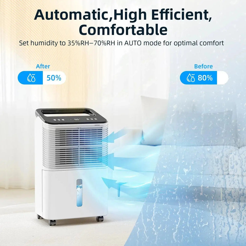 Dehumidifier 16 L/day, Ultra-quiet Electric Intelligent Central Control, Auto Mode, Moisture Display, 24h Timer Home Appliances Our3Designs
