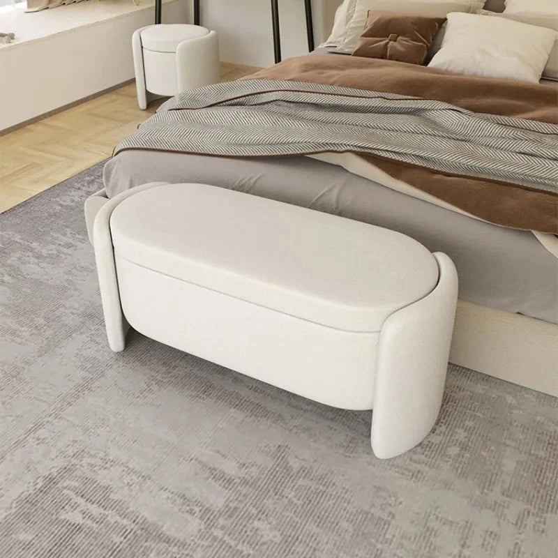 Nordic Lamb Wool Shoe Stool Bed End Stools Home Storage