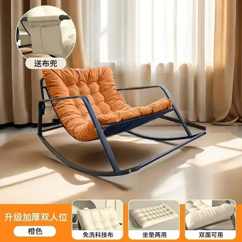 Double rocking chair enlarged and widened adjustable adult balcony home