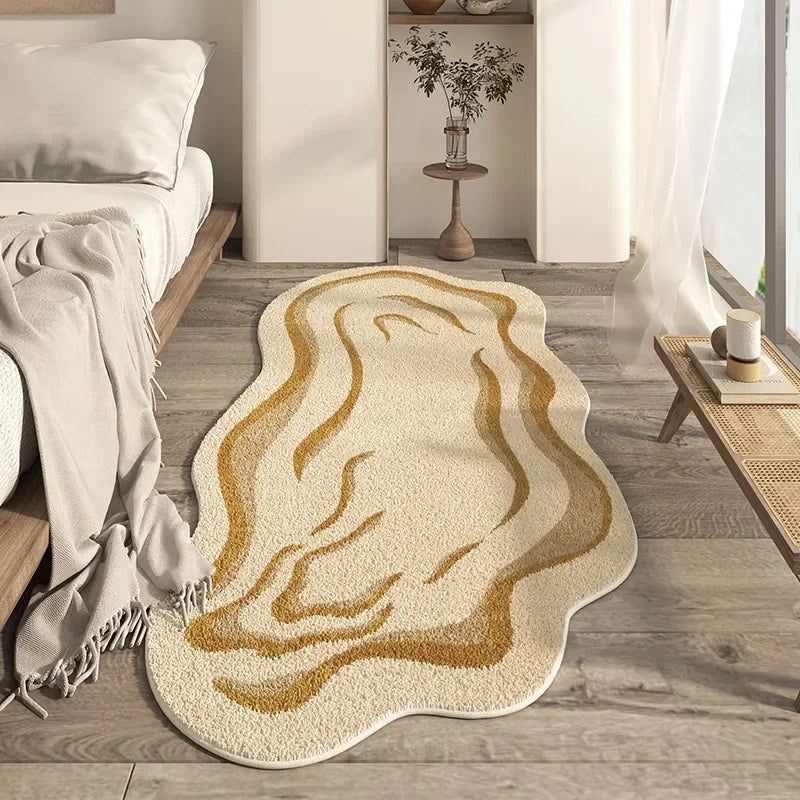 Cream Style Irregular Carpet Minimalist Bedroom Rug