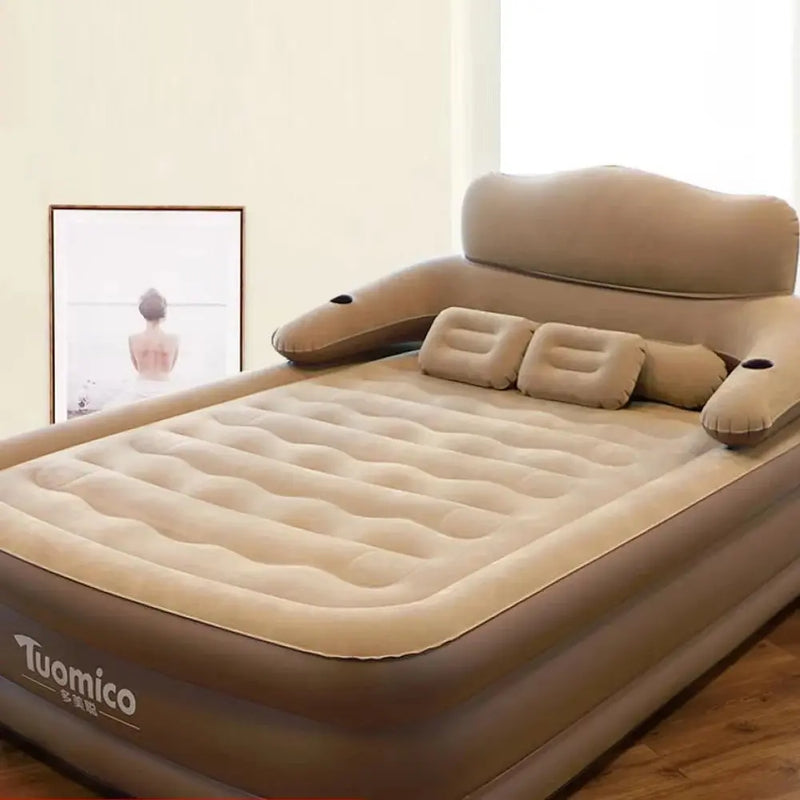 Camping Air bed 2 Persons Inflatable Mattress Camping Folding Home Indoor Outdoor with Backrest Air Cushion 48cm High Bed Our3Designs