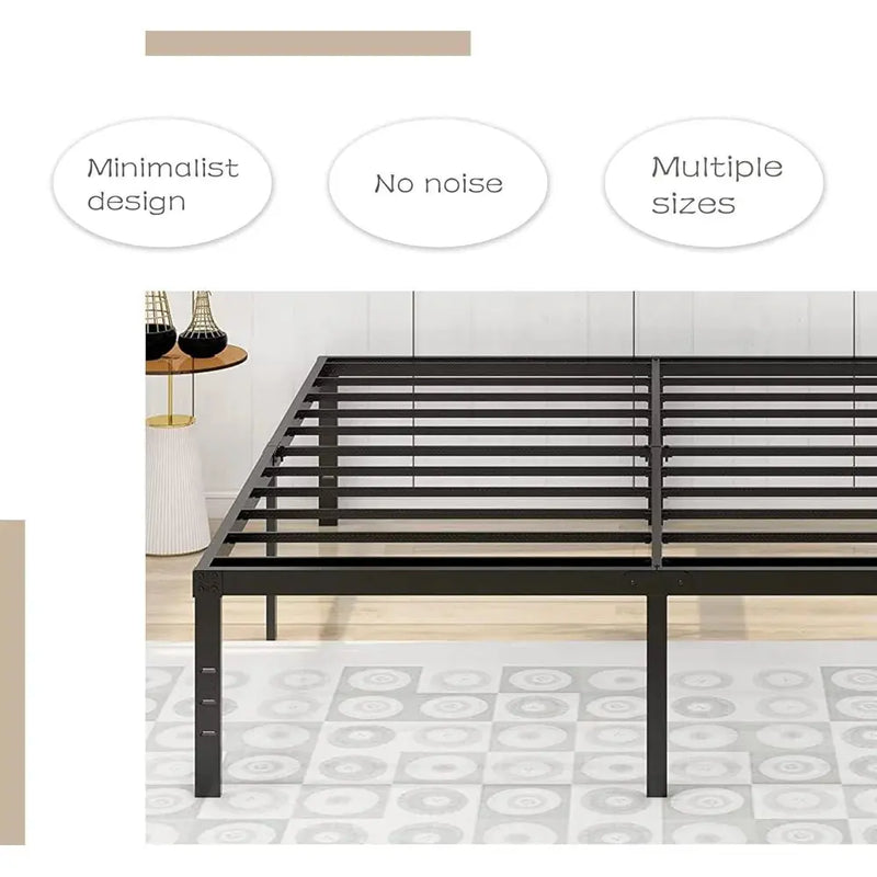18 Inch Metal Full Size Bed Frame Heavy Duty Platform Noise Free Steel Slat Support Easy Assembly Noise Free No Box Spring Our3Designs