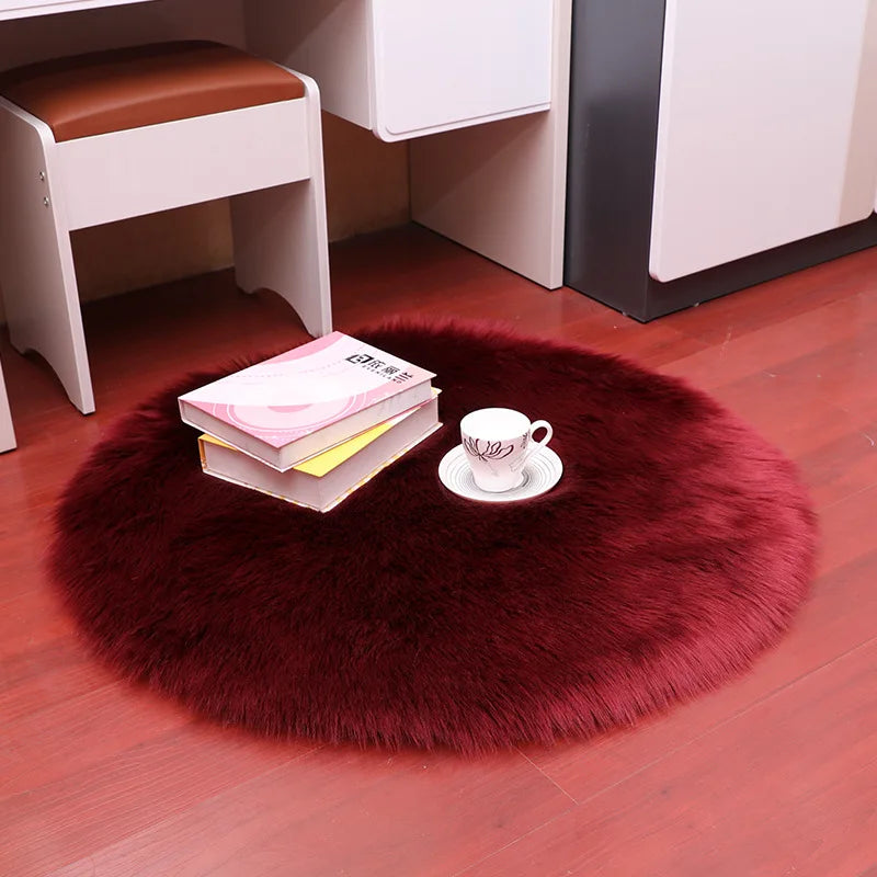 Oval Fur Rugs Bedroom Thicken Fluffy Carpet Living Room