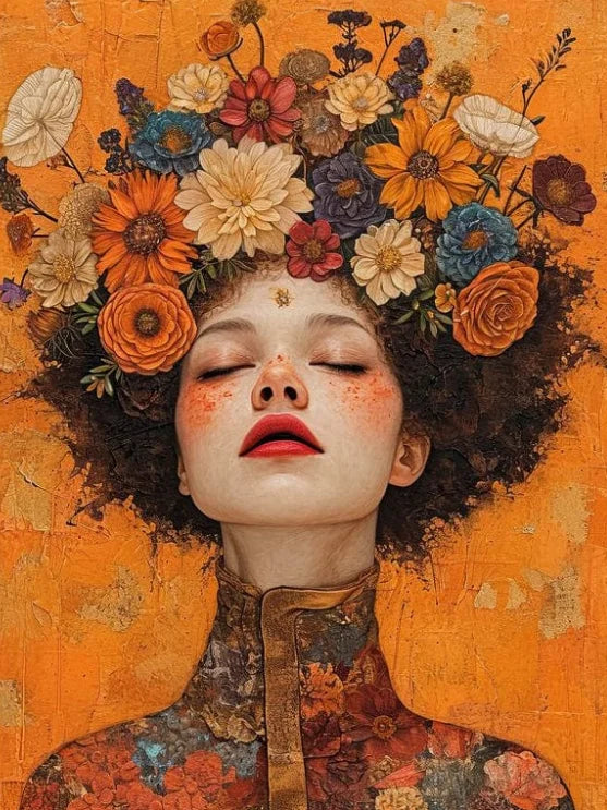 Surreal Dreamy Floral Portrait Female Poster Print Abstract Luxury