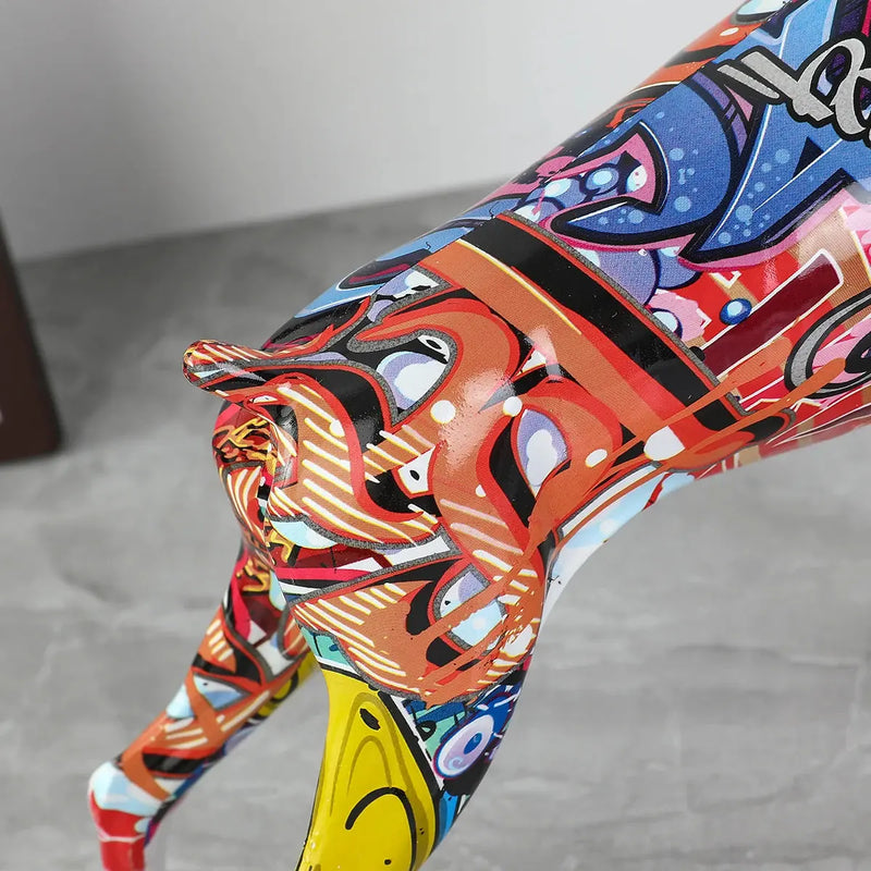 Simple Creative Pet Handle Graffiti Color Doberman Dog Statue Decorations Home Entrance Wine Cabinet Office Decor Resin Crafts Our3Designs