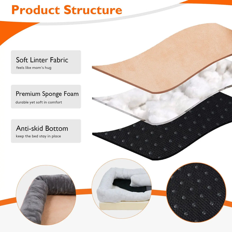Large Dog Bed Soft Comfortable Anti Allergy Warm Fleece Removable Washable Cover Pet Bed Waterproof Our3Designs