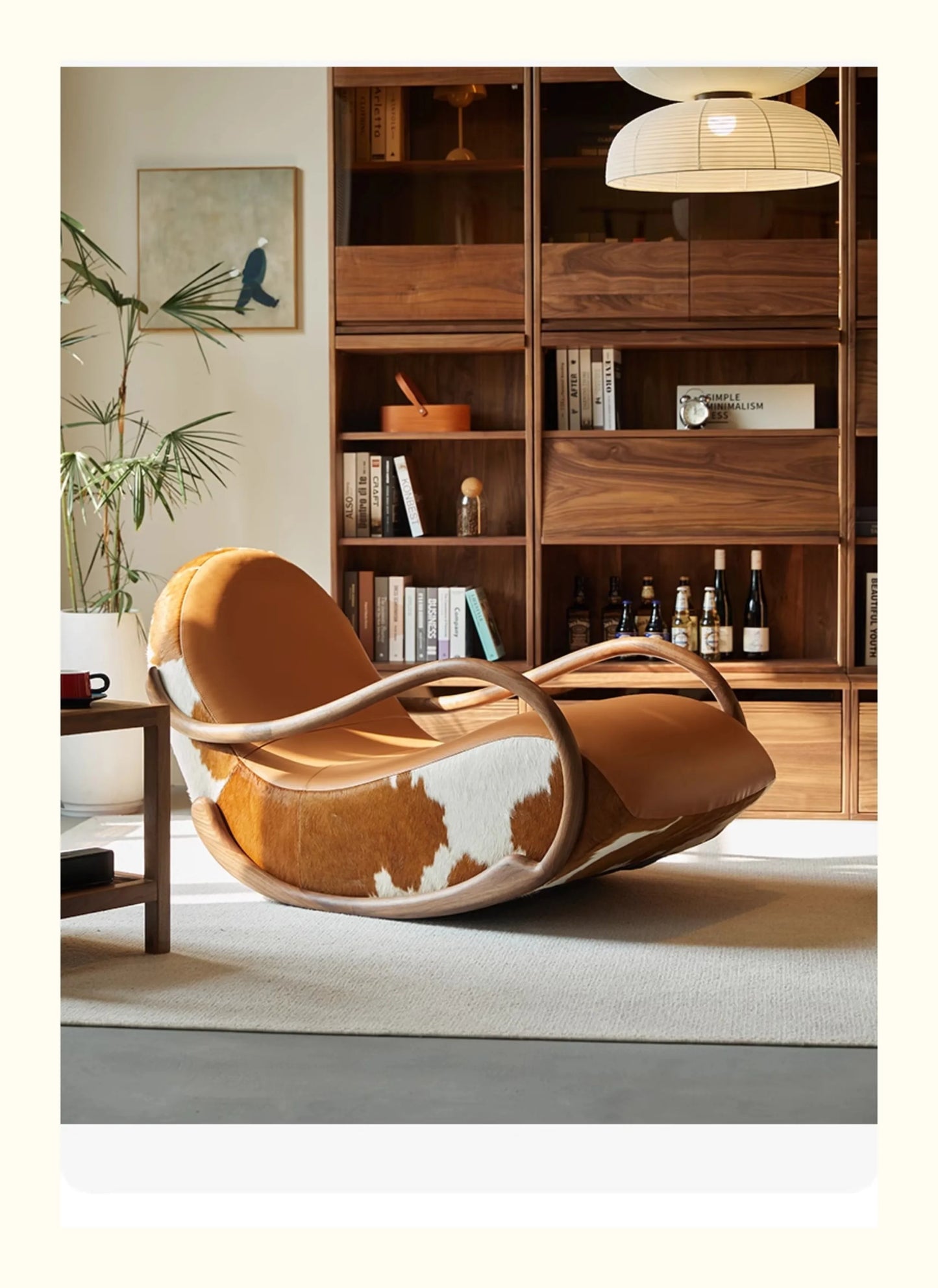 Minimalist Black Walnut Chair Armrest Rocking Italian Living Room Sofa