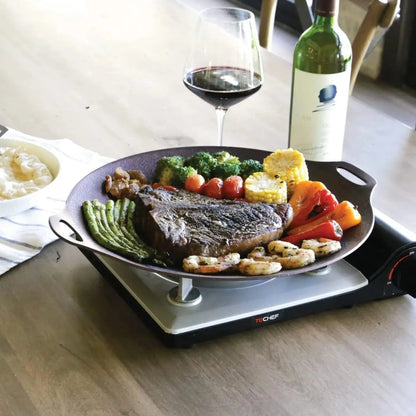 14-inch Nonstick Round Griddle Grill Pan for Korean BBQ/Teppanyaki Pan, Tawa, Roti Pan/Induction Ready/Made in Korea (14-in) - Our3Designs