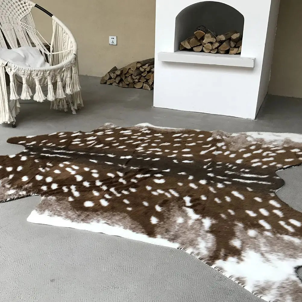 110X90CM Deer Rug Sika Deer Hide Carpet Printed Rug Cow