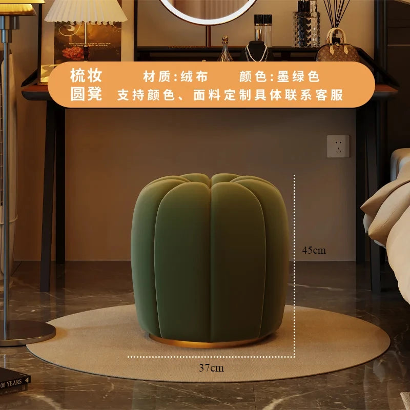Cream Style Pumpkin Flannel Foot Seat, Luxury Bedroom Shoe Changing Stool