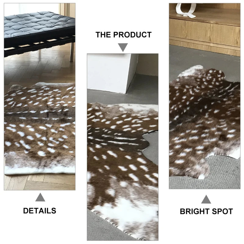 110X90CM Deer Rug Sika Deer Hide Carpet Printed Rug Cow