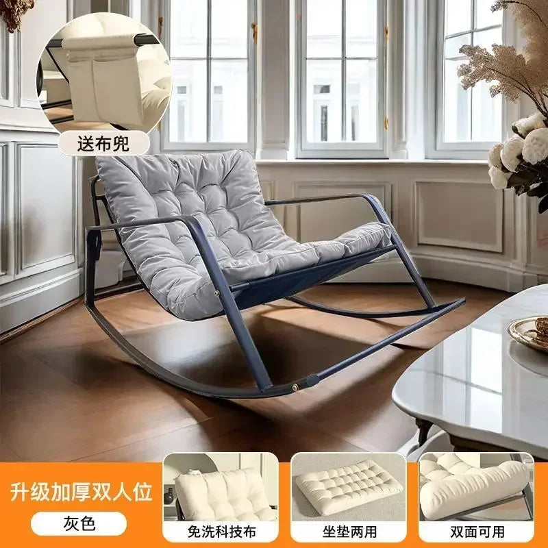 Double rocking chair enlarged and widened adjustable adult balcony home