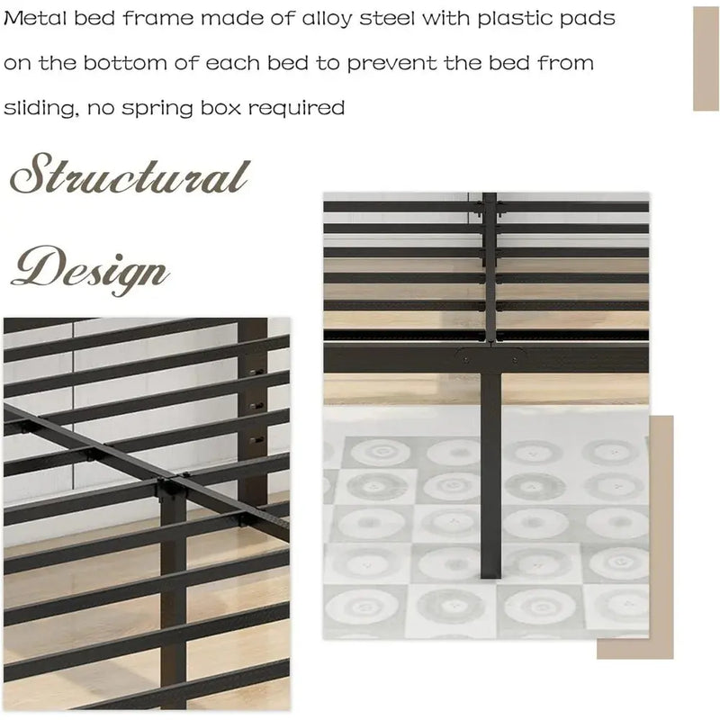 18 Inch Metal Full Size Bed Frame Heavy Duty Platform Noise Free Steel Slat Support Easy Assembly Noise Free No Box Spring Our3Designs