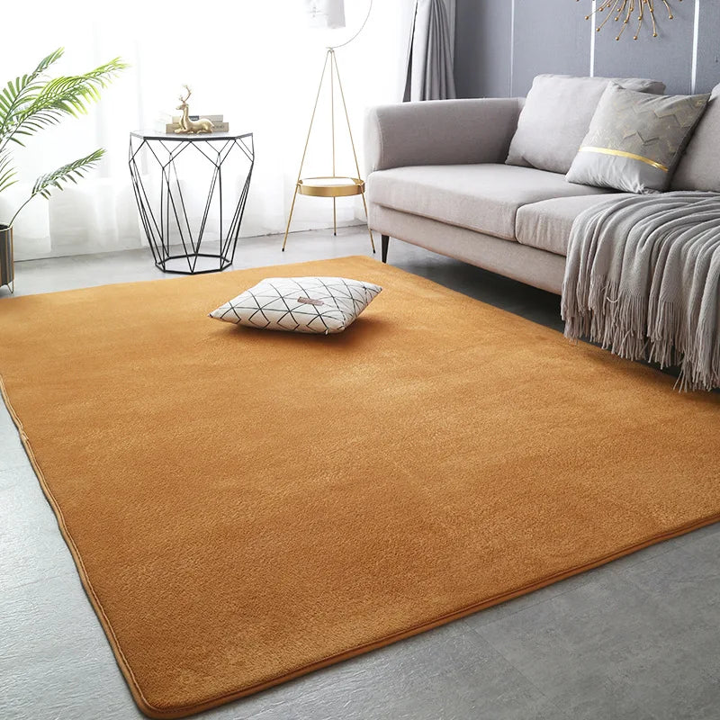 Japanese coral velvet living room rug Solid color bedroom rug