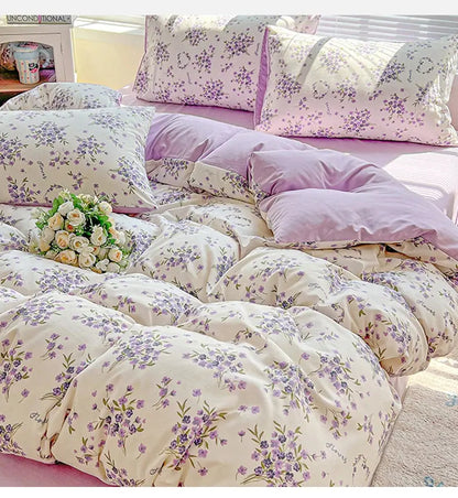 2025 Washed Cotton Double Yarn Single Quilt Cover Simple Wind Ins Wind Small Floral Korean Version Duvet Skin Friendly Bedding Our3Designs