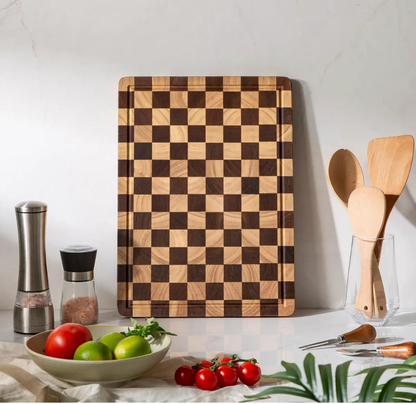 Walnut & Oak End Grain Wood Chopping Board O3D