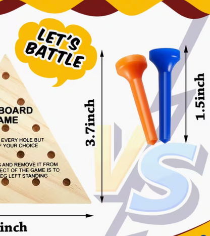Wood Triangle Peg Solitaire Game