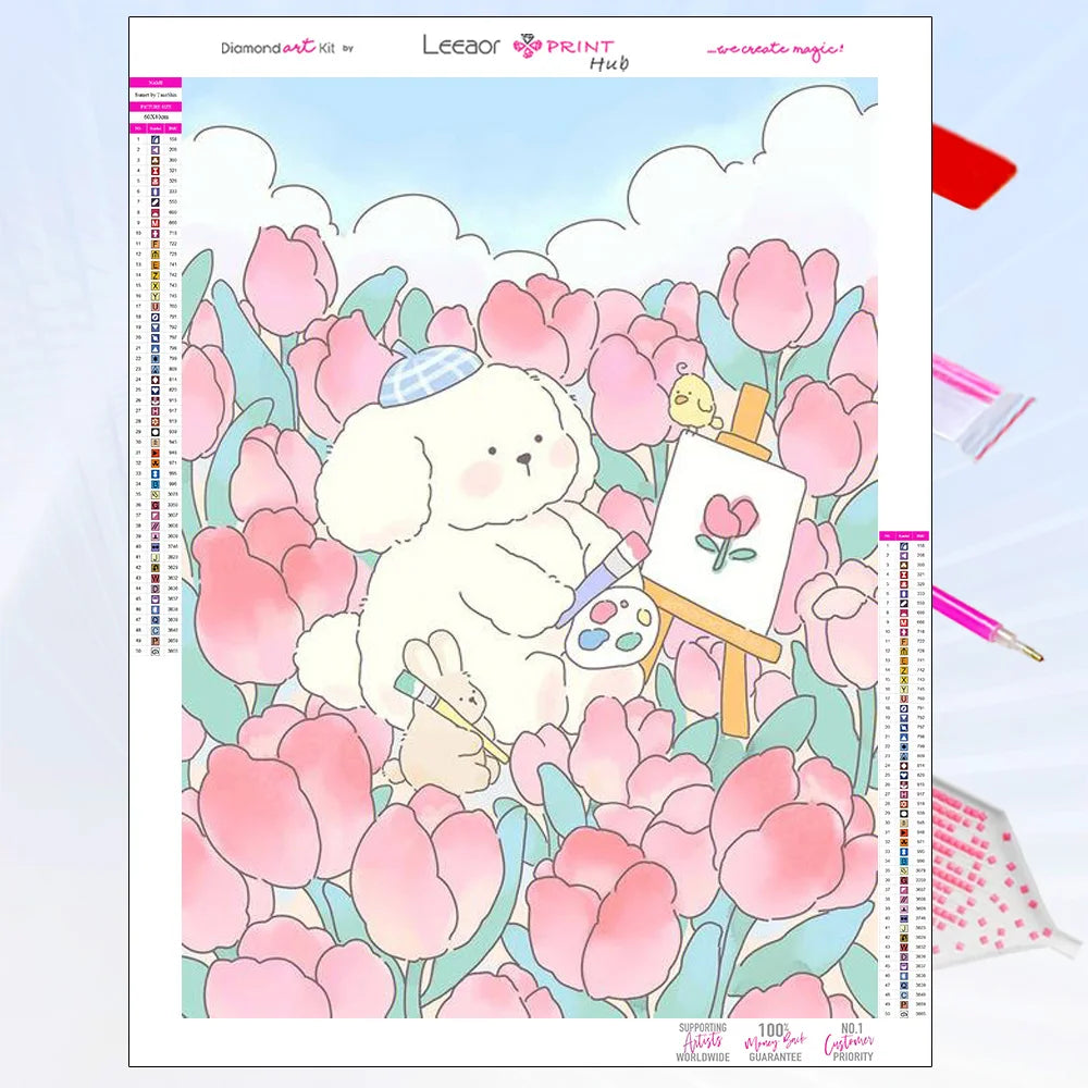 5D Landscape Cartoon Diamond Painting Beautiful Flowers And Moon Full Rhinestone Mosaic Embroidery Cross Stitch Kit Home Decor