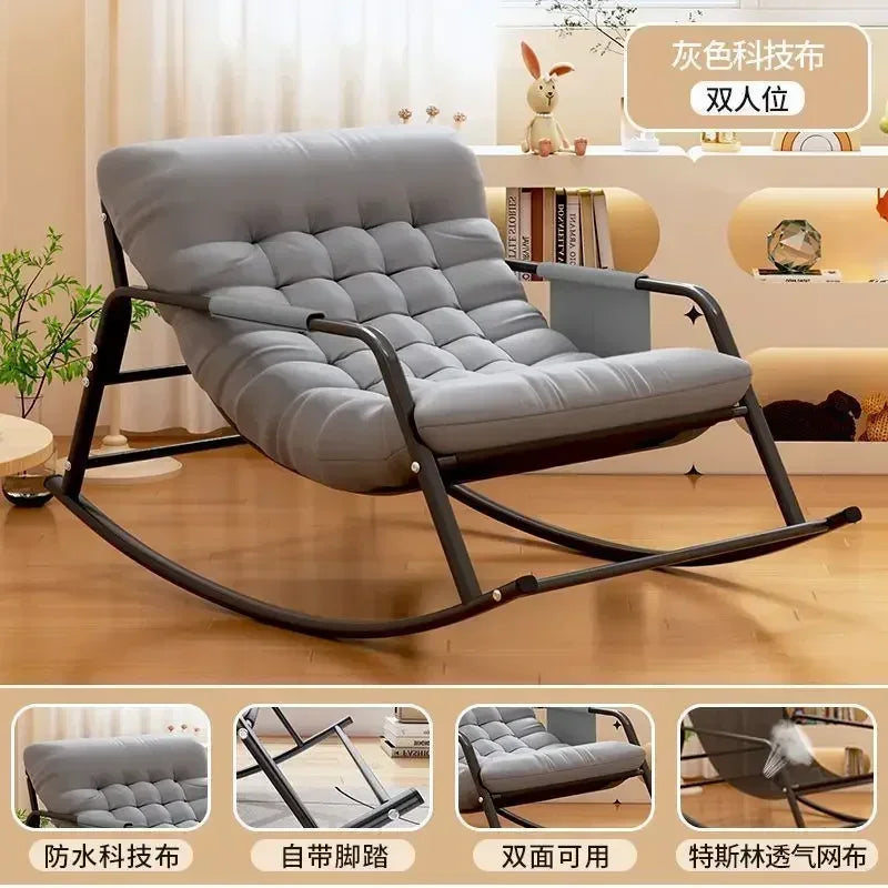 Double rocking chair enlarged and widened adjustable adult balcony home