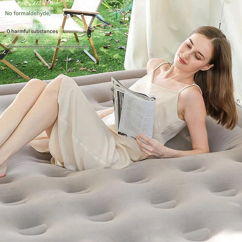 Camping Air bed 2 Persons Inflatable Mattress Camping Folding Home Indoor Outdoor with Backrest Air Cushion 48cm High Bed Our3Designs