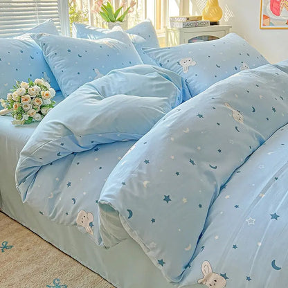2025 Washed Cotton Double Yarn Single Quilt Cover Simple Wind Ins Wind Small Floral Korean Version Duvet Skin Friendly Bedding Our3Designs