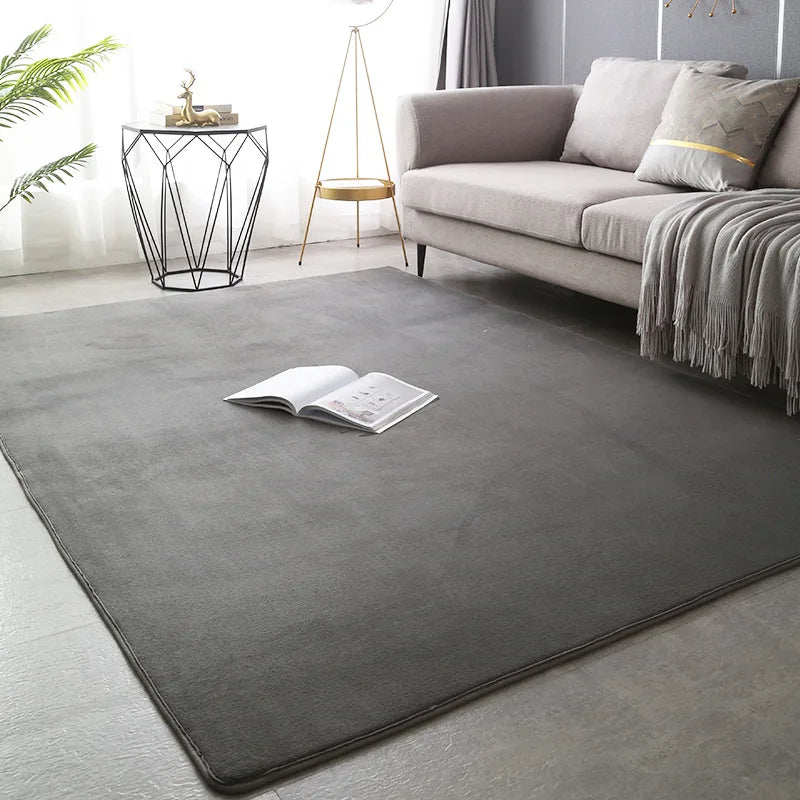 Japanese coral velvet living room rug Solid color bedroom rug