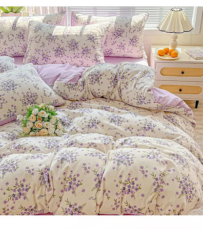 2025 Washed Cotton Double Yarn Single Quilt Cover Simple Wind Ins Wind Small Floral Korean Version Duvet Skin Friendly Bedding Our3Designs