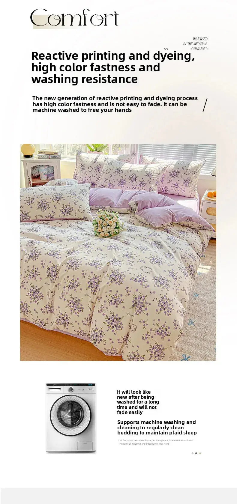 2025 Washed Cotton Double Yarn Single Quilt Cover Simple Wind Ins Wind Small Floral Korean Version Duvet Skin Friendly Bedding Our3Designs