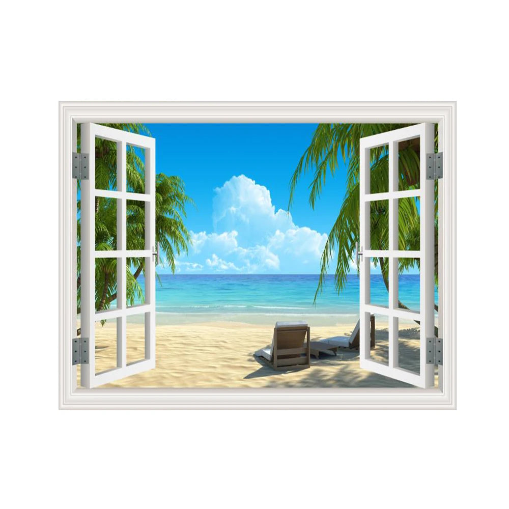 Window View Wall Art Poster Seaside Scenery Home Décor