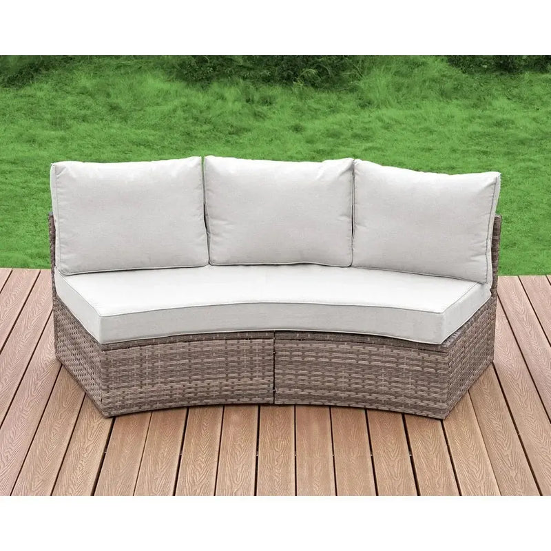 Half-Moon Patio Sectional Sofa Set – Outdoor Round Furniture w/ Cushions - Our3Designs