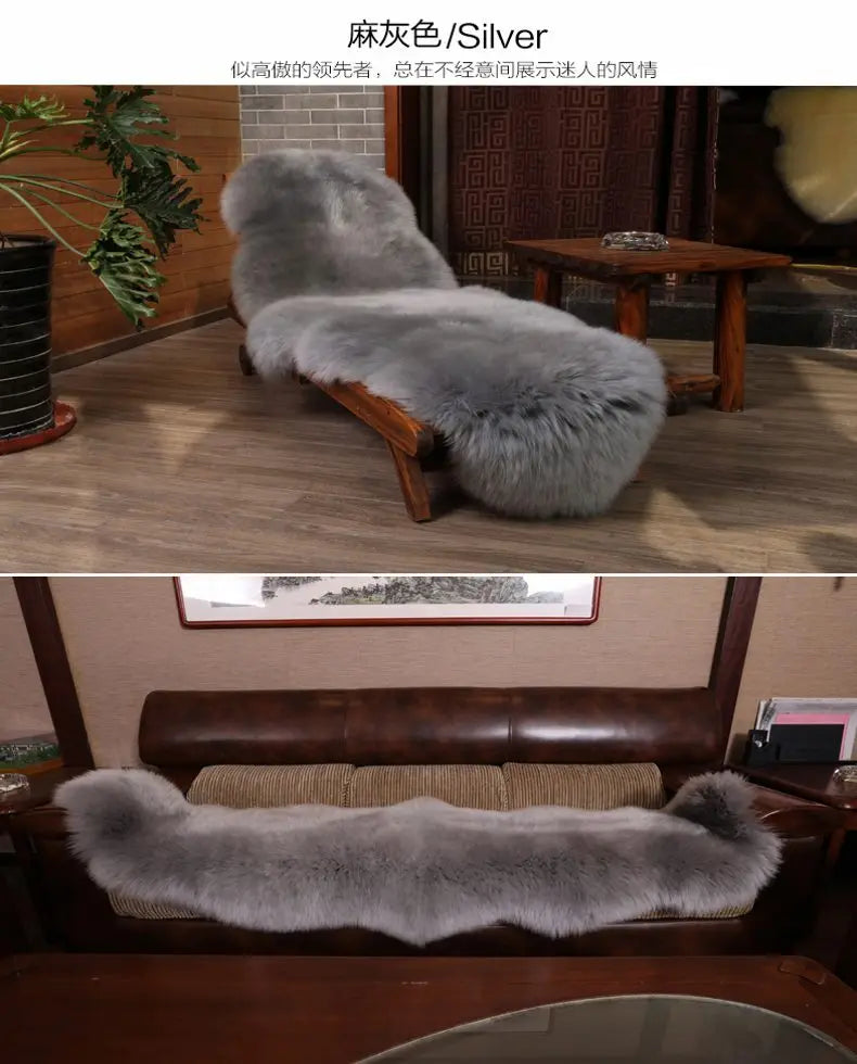 Natural Sheepskin Rug Long Wool Sofa Cover