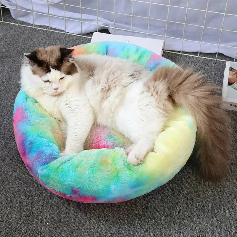 Super Soft Pet Cat Bed Plush Full Size Washable Calm Bed Donut Bed Comfortable Sleeping Artifact Suitable For All Kinds Of Cats Our3Designs