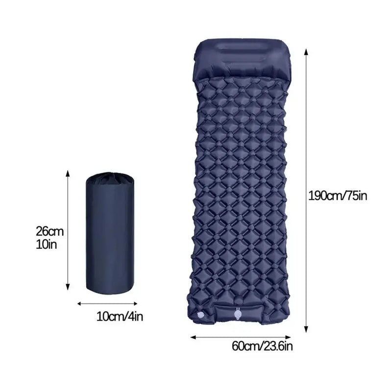 Inflatable Camping Mattress With Pillow Outdoor Sleeping Pad Ultralights Air Mat Built-in Footstep Inflator Pump For Camp Tent Our3Designs